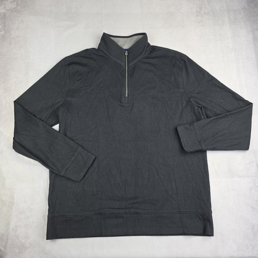 Twillory Shirt Mens Large Black Performance Quarter Zip Mock Neck Long Sleeve